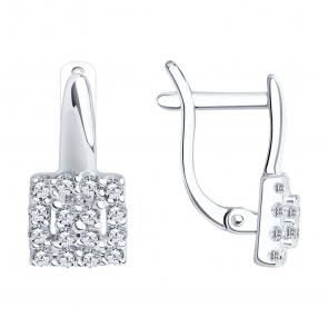 Серебряные серьги SOKOLOV с фианитом 94021910 фото