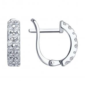 Серебряные серьги SOKOLOV с фианитом 94021916 фото