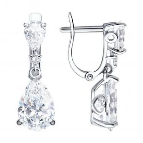 Серебряные серьги SOKOLOV с фианитом 94021931 фото