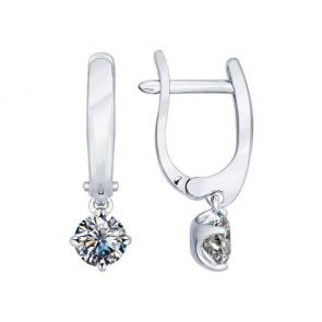 Серебряные серьги SOKOLOV с фианитом 94021940 фото