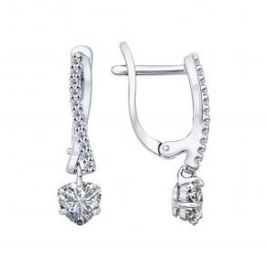 Серебряные серьги SOKOLOV с фианитом 94021948 фото