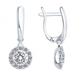 Серебряные серьги SOKOLOV с фианитом 94021953 фото