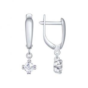 Серебряные серьги SOKOLOV с фианитом 94022007 фото