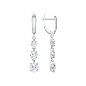 Серебряные серьги SOKOLOV с фианитом 94022009 фото