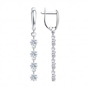 Серебряные серьги SOKOLOV с фианитом 94022011 фото