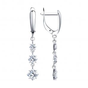 Серебряные серьги SOKOLOV с фианитом 94022012 фото