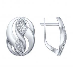 Серебряные серьги SOKOLOV с фианитом 94022049 фото