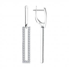 Серебряные серьги SOKOLOV с фианитом 94022075 фото