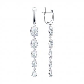 Серебряные серьги SOKOLOV с фианитом 94022079 фото