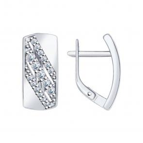 Серебряные серьги SOKOLOV с фианитом 94022096 фото