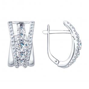 Серебряные серьги SOKOLOV с фианитом 94022152 фото