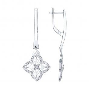 Серебряные серьги SOKOLOV с фианитом 94022158 фото