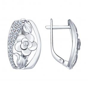 Серебряные серьги SOKOLOV с фианитом 94022187 фото