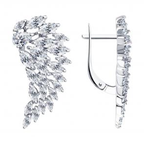 Серебряные серьги SOKOLOV с фианитом 94022194 фото
