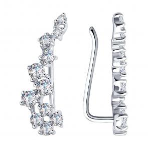 Серебряные серьги SOKOLOV с фианитом 94022203 фото