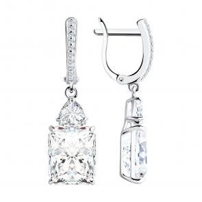 Серебряные серьги SOKOLOV с фианитом 94022206 фото