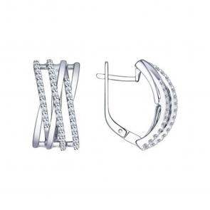 Серебряные серьги SOKOLOV с фианитом 94022241 фото