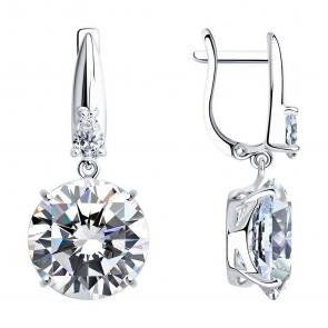 Серебряные серьги SOKOLOV с фианитом 94022277-91 фото
