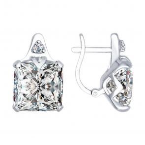 Серебряные серьги SOKOLOV с фианитом 94022280 фото