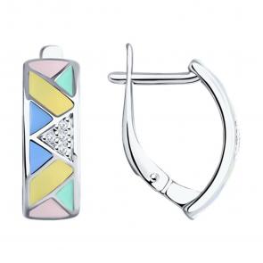 Серебряные серьги SOKOLOV с фианитом и эмалью 94022283-91 фото