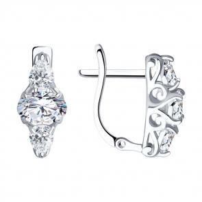 Серебряные серьги SOKOLOV с фианитом 94022296 фото