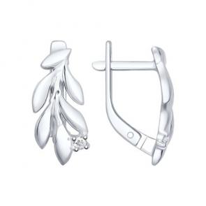 Серебряные серьги SOKOLOV с фианитом 94022319 фото