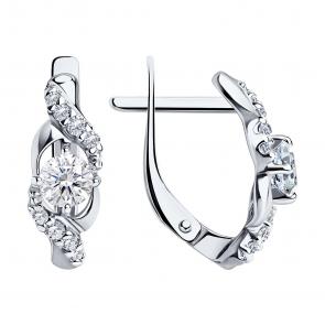 Серебряные серьги SOKOLOV с фианитом 94022351 фото