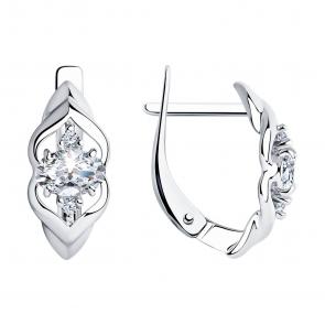 Серебряные серьги SOKOLOV с фианитом 94022357 фото