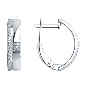 Серебряные серьги SOKOLOV с фианитом 94022368 фото