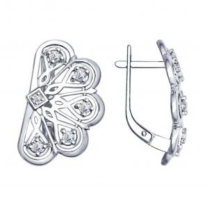 Серебряные серьги SOKOLOV с фианитом 94022399 фото