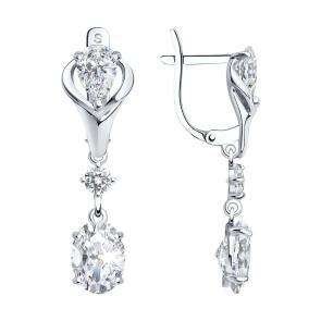 Серебряные серьги SOKOLOV с фианитом 94022407 фото