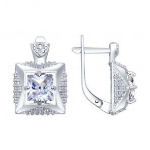 Серебряные серьги SOKOLOV с фианитом 94022418 фото