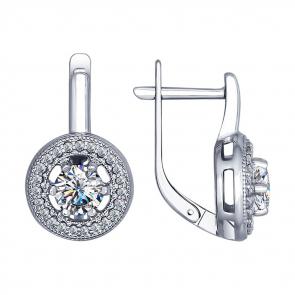 Серебряные серьги SOKOLOV с фианитом 94022451 фото