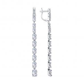 Серебряные серьги SOKOLOV с фианитом 94022461 фото