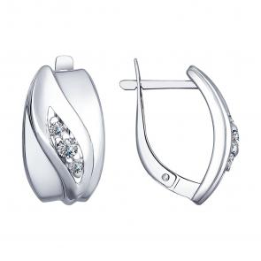 Серебряные серьги SOKOLOV с фианитом 94022518 фото