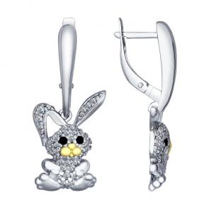 Серебряные серьги SOKOLOV с фианитом 94022519 фото