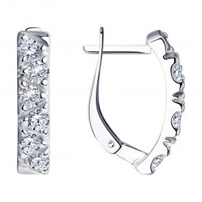 Серебряные серьги SOKOLOV с фианитом 94022567 фото