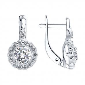 Серебряные серьги SOKOLOV с фианитом 94022571 фото