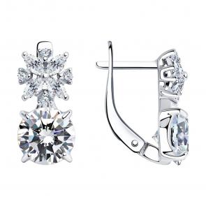 Серебряные серьги SOKOLOV с фианитом 94022614 фото