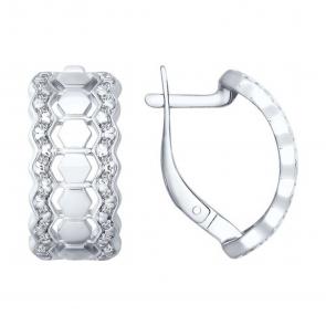 Серебряные серьги SOKOLOV с фианитом 94022632 фото