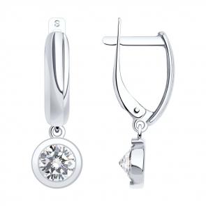 Серебряные серьги SOKOLOV с фианитом 94022638 фото