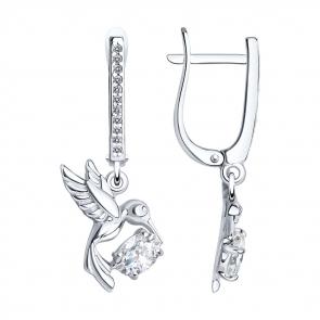 Серебряные серьги SOKOLOV с фианитом 94022805 фото