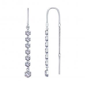 Серебряные серьги SOKOLOV с фианитом 94022886-91 фото