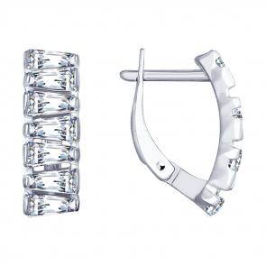 Серебряные серьги SOKOLOV с фианитом 94022888 фото