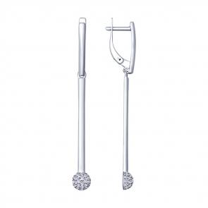 Серебряные серьги SOKOLOV с фианитом 94022899 фото