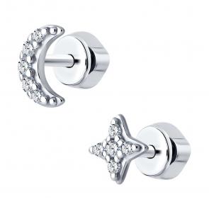 Серебряные серьги SOKOLOV с фианитом 94022924 фото