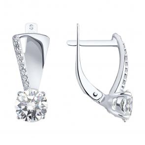 Серебряные серьги SOKOLOV с фианитом 94022945 фото