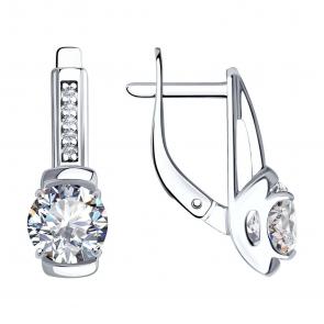 Серебряные серьги SOKOLOV с фианитом 94022951 фото