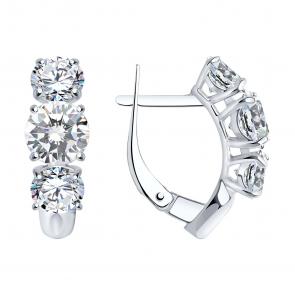 Серебряные серьги SOKOLOV с фианитом 94022963 фото
