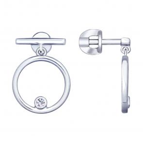 Серебряные серьги SOKOLOV с фианитом 94022967 фото